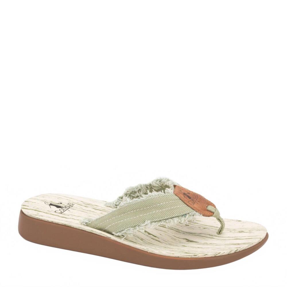NEW CORKYS FOOTWEAR women's shaved ice frayed edge flip flops in mint